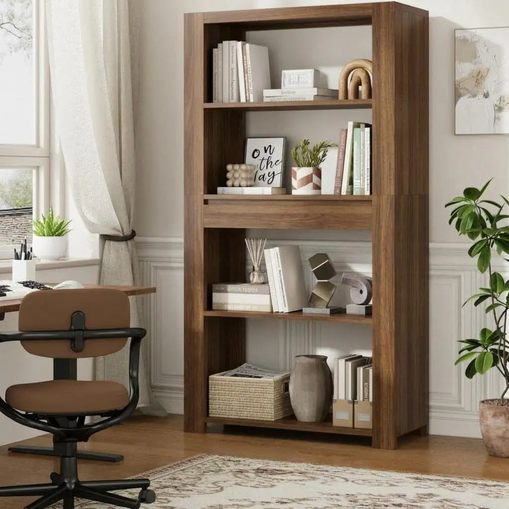 Garvee Multifunctional Wood Bookcase With Drawer Storage Cabinet