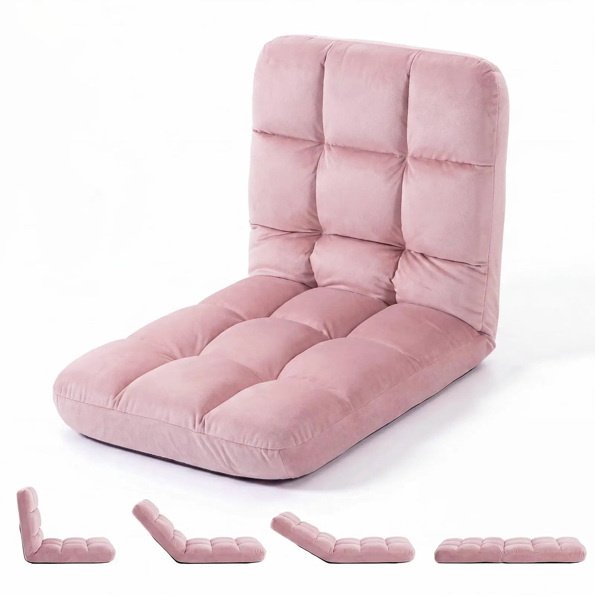 Adjustable Floor Chair With Back Support, 5-Position Foldable Gaming Lounge Chair, Padded Meditation Sofa For Indoor Living Room
