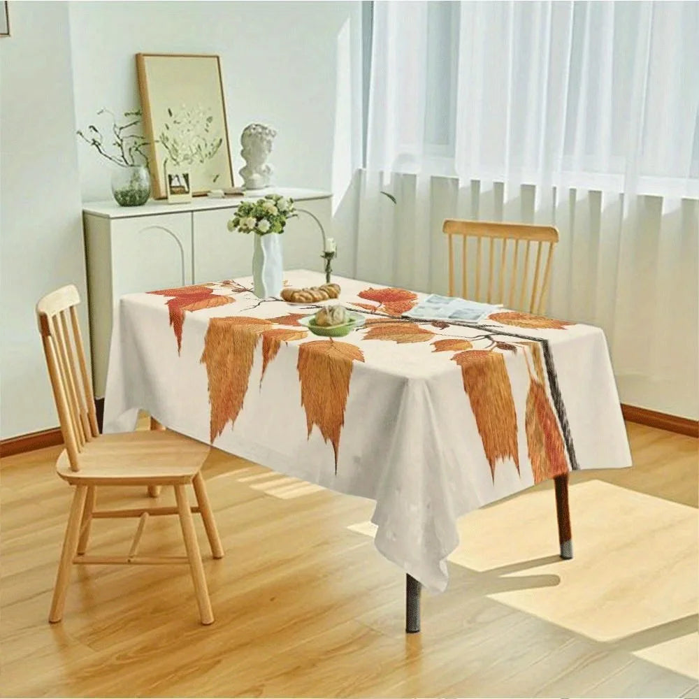 1pc Elegant Autumn Tablecloth Suitable for Indoor/Outdoor Use, Machine Washable Rectangular Table Cover with Fall Leaf Patterns, Fabric Tablecloth Fits for Dining Tables, Seasonal Decor for Home Parties, Thanksgiving & Harves