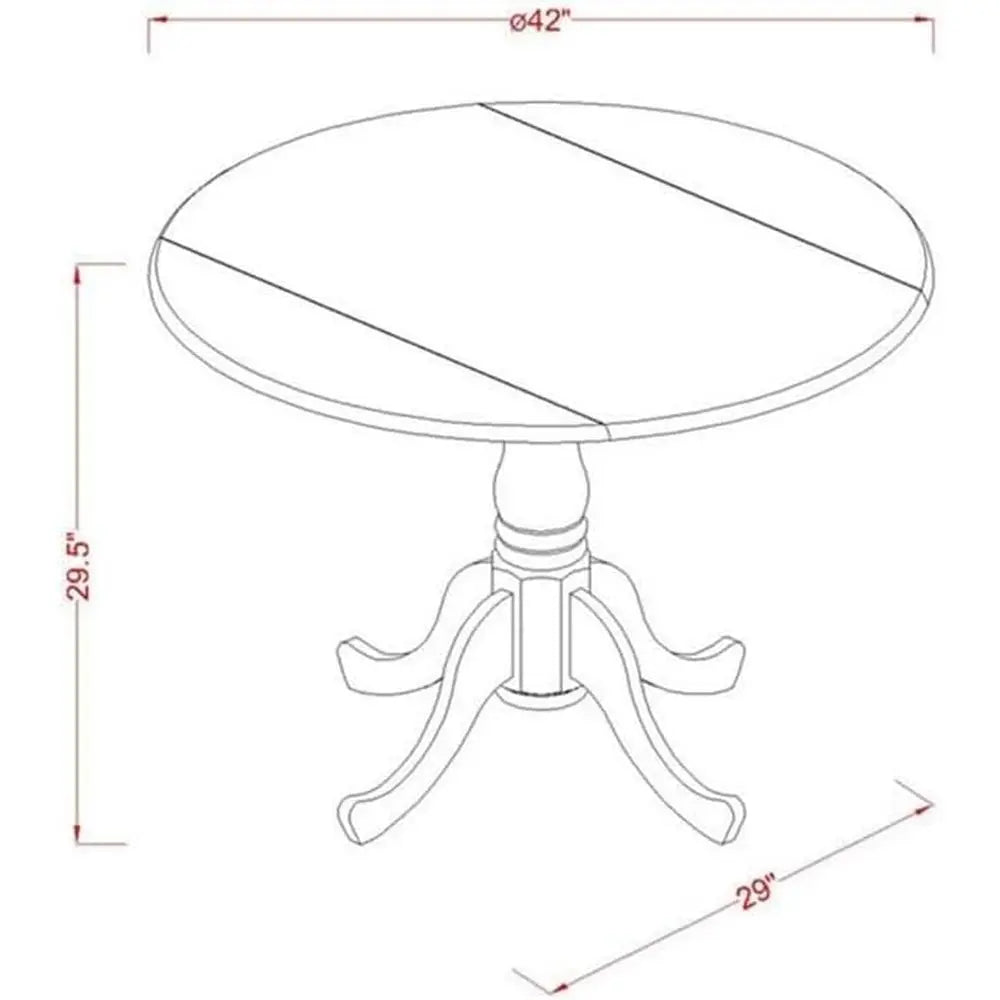 5-Piece Solid Wood Kitchen Table Set with 4 Chairs, Round Dining Table, 42x42 Inch, Linen White