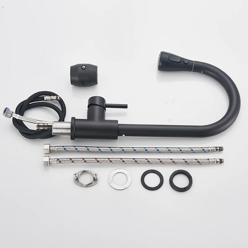 Pull Out Kitchen Sink Faucet Deck Mounted Stream Sprayer Kitchen Mixer Tap Bathroom Kitchen Hot Cold Tap