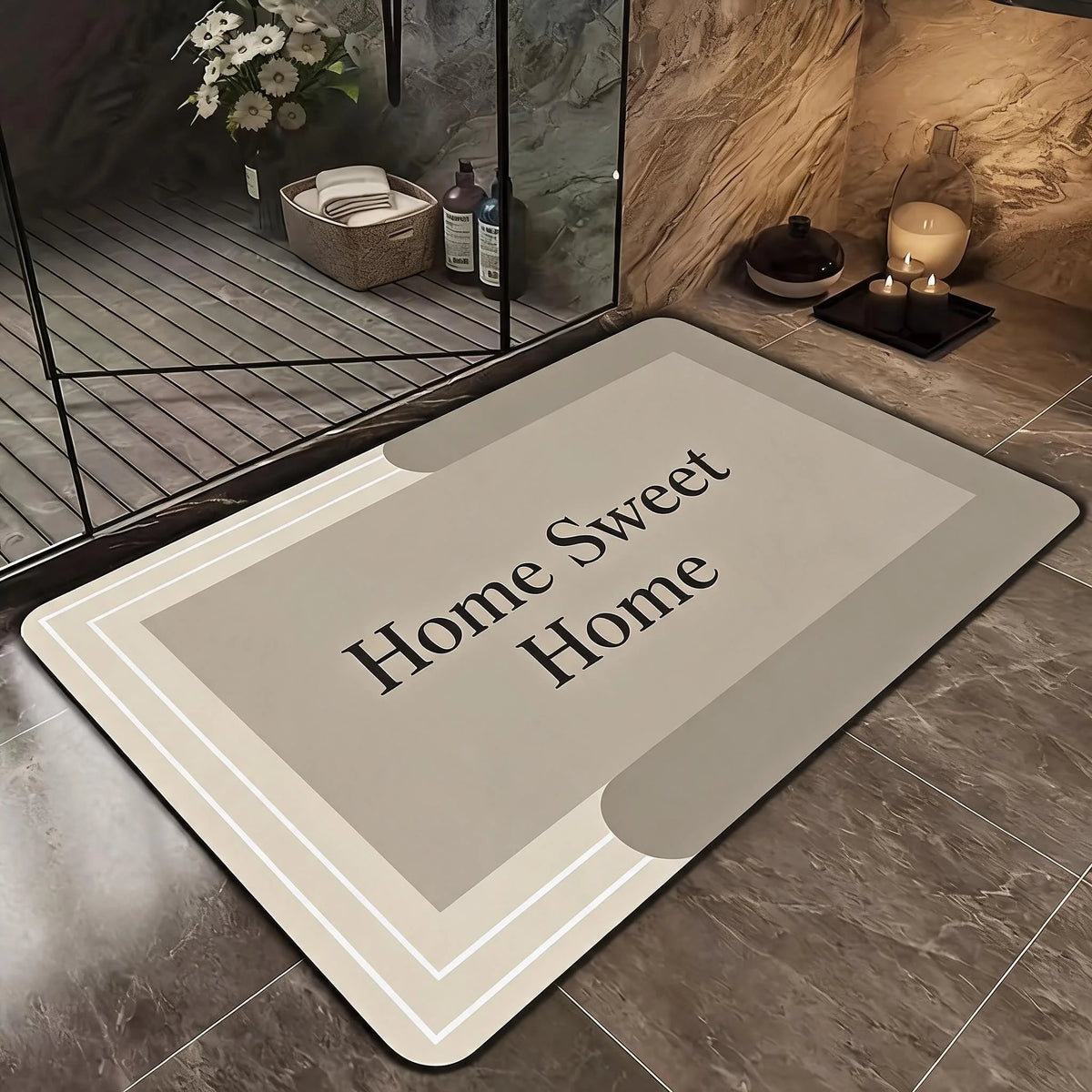 Soft Diatomaceous Earth Bath Mat - Non-slip, Quick Drying,, Geometric Pattern, Hand Washable, Suitable for Bathroom, Entrance, Kitchen, Perfect Home Decor